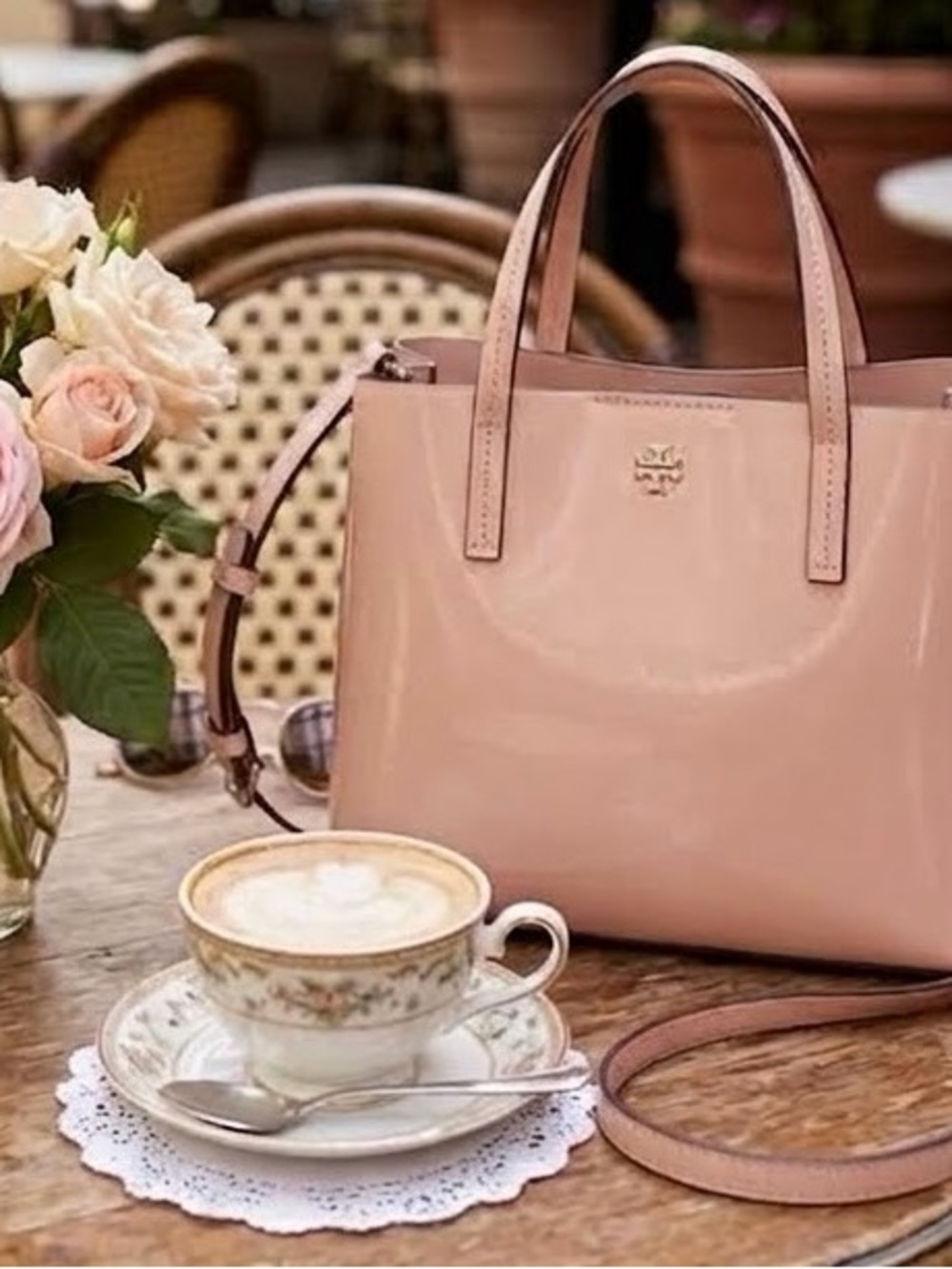 Tory Burch Blush Patent Leather Shoulder Tote